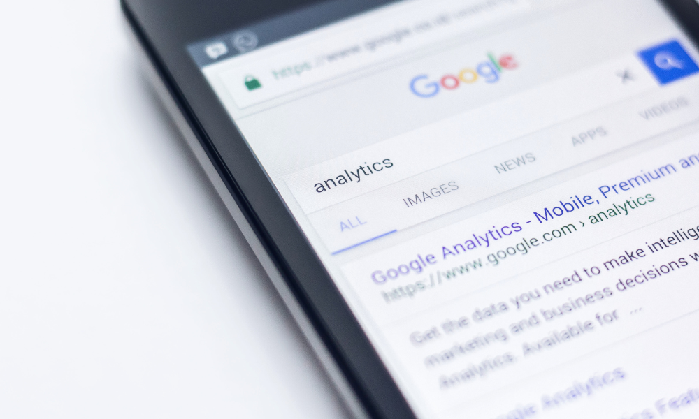 an image of a google search for "analytics" to highlight, how to measure SEO in Google Analytics, from Chavez Digital Solutions